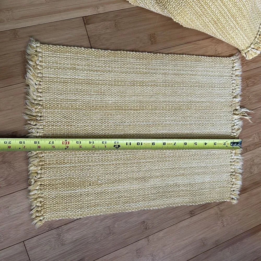 Vintage Yellow Woven Fabric Placemats Set Of‎ 6 Dinner Table